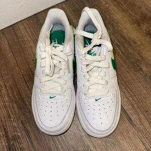 Nike Kids White and Green Air Sneakers